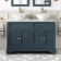 Lucia Inky Blue Double Vanity with Marble Top & Round Counter Top Basin 1200mm - Brushed Brass Accents
