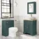 Lucia Midnight Green Vanity with Oak Effect Top & Oval Counter Top Basin 640mm - Brushed Brass Accents