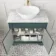 Lucia Midnight Green Vanity with Marble Top & Oval Counter Top Basin 840mm - Brushed Brass Accents