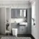Monaco Dove Grey Combination Vanity Traditional Basin and Boston Toilet 1200mm - Brushed Brass Accents