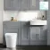 Monaco Dove Grey Combination Vanity Traditional Basin and Boston Toilet 1500mm - Brushed Brass Accents