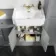 Monaco Dove Grey Combination Vanity Traditional Basin and Boston Toilet 1500mm - Brushed Brass Accents