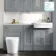 Monaco Dove Grey Combination Vanity Traditional Basin with Marble Top and Boston Toilet 1500mm - Brushed Brass Accents