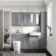 Monaco Dove Grey Combination Vanity Traditional Basin with Marble Top and Boston Toilet 1500mm - Brushed Brass Accents