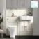 Monaco Chalk White Combination Vanity Basin with Marble Top & Atlanta Toilet 1200mm - Brushed Brass Accents