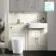 Monaco Chalk White Combination Vanity Basin with Marble Top & Boston Toilet 1200mm - Brushed Brass Accents