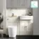 Monaco Chalk White Combination Vanity Traditional Basin and Boston Toilet 1200mm - Brushed Brass Accents
