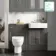 Monaco Graphite Grey Combination Vanity Basin and Seattle Toilet 1200mm - Brushed Brass Accents