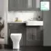 Monaco Graphite Grey Combination Vanity Basin with Marble Top & Atlanta Toilet 1200mm - Brushed Brass Accents