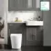 Monaco Graphite Grey Combination Vanity Basin with Marble Top & Boston Toilet 1200mm - Brushed Brass Accents