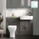 Monaco Graphite Grey Combination Vanity Traditional Basin with Marble Top & Atlanta Toilet 1200mm - Brushed Brass Accents