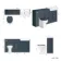 Monaco Inky Blue Combination Vanity Basin and Hudson Toilet with Wooden Seat 1500mm - Brushed Brass Accents