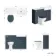 Monaco Inky Blue Combination Vanity Basin with Marble Top & Hudson Toilet with Wooden Seat 1200mm - Brushed Brass Accents