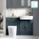 Monaco Inky Blue Combination Vanity Traditional Basin with Marble Top & Boston Toilet 1200mm - Brushed Brass Accents