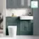 Monaco Midnight Green Combination Vanity Basin and Boston Toilet 1200mm - Brushed Brass Accents