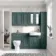 Monaco Midnight Green Combination Vanity Basin and Seattle Toilet 1500mm - Brushed Brass Accents
