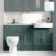 Monaco Midnight Green Combination Vanity Basin with Marble Top and Seattle Toilet 1500mm - Brushed Brass Accents