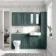 Monaco Midnight Green Combination Vanity Basin with Marble Top and Seattle Toilet 1500mm - Brushed Brass Accents