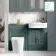 Monaco Midnight Green Combination Vanity Traditional Basin and Boston Toilet 1200mm - Brushed Brass Accents