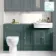Monaco Midnight Green Combination Vanity Traditional Basin and Seattle Toilet 1500mm - Brushed Brass Accents