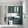 Monaco Midnight Green Combination Vanity Traditional Basin with Marble Top & Boston Toilet 1200mm - Brushed Brass Accents