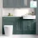 Monaco Midnight Green Combination Vanity Traditional Basin with Marble Top and Boston Toilet 1500mm - Brushed Brass Accents