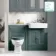 Monaco Midnight Green Combination Vanity Basin with Marble Top & Hudson Toilet with Wooden Seat 1200mm