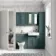 Monaco Midnight Green Combination Vanity Basin with Marble Top & Hudson Toilet with Wooden Seat 1200mm