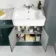 Monaco Midnight Green Combination Vanity Basin with Marble Top and Hudson Toilet with Wooden Seat 1500mm