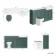 Monaco Midnight Green Combination Vanity Traditional Basin with Marble Top & Hudson Toilet with Wooden Seat 1500mm