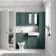 Monaco Midnight Green Combination Vanity Basin and Hudson Toilet with Wooden Seat 1200mm - Brushed Brass Accents