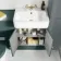 Monaco Midnight Green Combination Vanity Basin and Hudson Toilet with Wooden Seat 1200mm - Brushed Brass Accents
