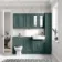 Monaco Midnight Green Combination Vanity Basin and Hudson Toilet with Wooden Seat 1500mm - Brushed Brass Accents