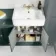 Monaco Midnight Green Combination Vanity Basin and Hudson Toilet with Wooden Seat 1500mm - Brushed Brass Accents