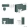 Monaco Midnight Green Combination Vanity Basin and Hudson Toilet with Wooden Seat 1500mm - Brushed Brass Accents