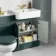 Monaco Midnight Green Combination Vanity Basin with Marble Top & Hudson Toilet with Wooden Seat 1200mm - Brushed Brass Accents