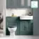 Monaco Midnight Green Combination Vanity Traditional Basin and Hudson Toilet with Wooden Seat 1200mm - Brushed Brass Accents