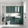 Monaco Midnight Green Combination Vanity Traditional Basin and Hudson Toilet with Wooden Seat 1500mm - Brushed Brass Accents
