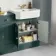 Monaco Midnight Green Combination Vanity Traditional Basin and Hudson Toilet with Wooden Seat 1500mm - Brushed Brass Accents
