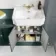 Monaco Midnight Green Combination Vanity Traditional Basin and Hudson Toilet with Wooden Seat 1500mm - Brushed Brass Accents