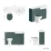 Monaco Midnight Green Combination Vanity Traditional Basin with Marble Top & Hudson Toilet with Wooden Seat 1200mm - Brushed Brass Accents