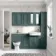 Monaco Midnight Green Combination Vanity Traditional Basin with Marble Top & Hudson Toilet with Wooden Seat 1500mm - Brushed Brass Accents