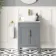 Bermuda Dove Grey Vanity with Marble Top & Curved Counter Top Basin 600mm - Brass Knurled Handles
