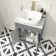 Bermuda Dove Grey Vanity with Marble Top & Curved Counter Top Basin 600mm - Brass Knurled Handles