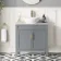 Bermuda Dove Grey Vanity with Marble Top & Oval Counter Top Basin 800mm - Brass Knurled Handles