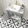 Bermuda Dove Grey Vanity with Marble Top & Curved Counter Top Basin 800mm - Brass Knurled Handles