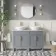 Bermuda Dove Grey Vanity with Marble Top & Oval Counter Top Basin 1200mm - Brass Knurled Handles