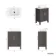 Bermuda Graphite Grey Vanity with Marble Top & Curved Counter Top Basin 600mm - Brass Knurled Handles