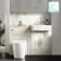 Monaco Chalk White Combination Vanity Basin and Boston Toilet 1200mm - Brass Knurled Handles