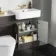 Monaco Graphite Grey Combination Vanity Basin with Marble Top & Boston Toilet 1200mm - Brass Knurled Handles